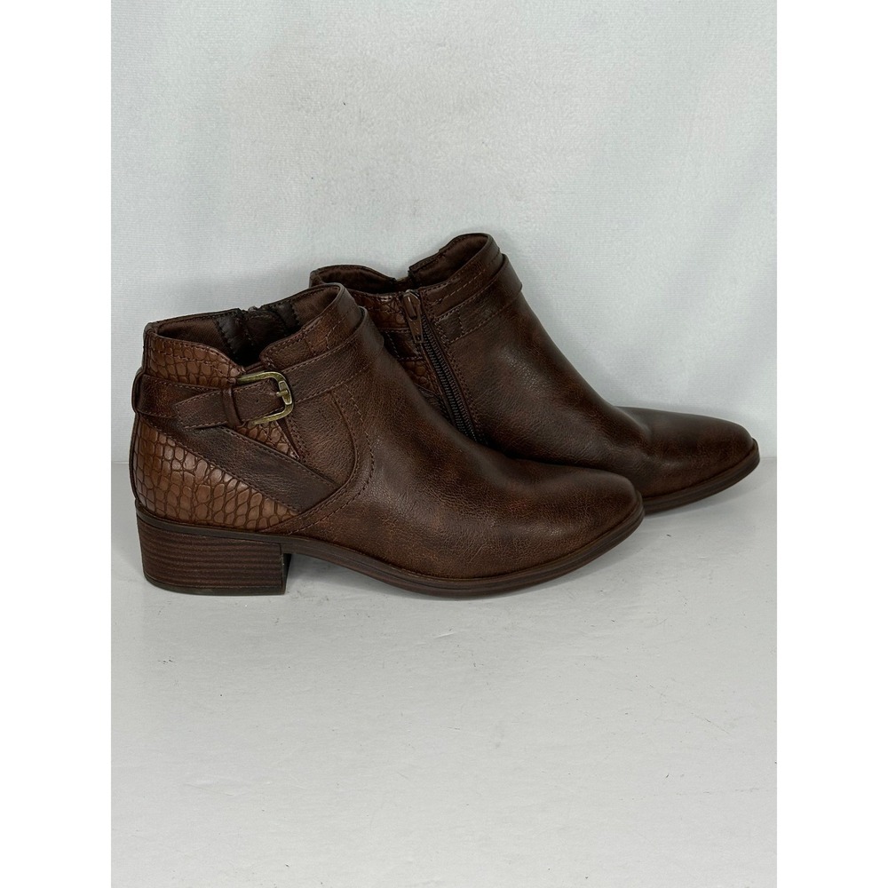 Baretraps Maci Brown Croc Embossed Ankle‎ Boots BTF20-10871-001-196 Womens 8M